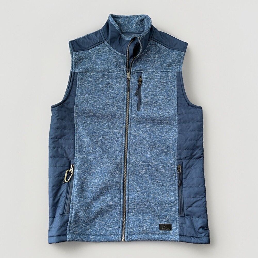 Eddie Bauer Ascend Mens Size M Blue Hybrid Fleece Vest Full Zip Hiking